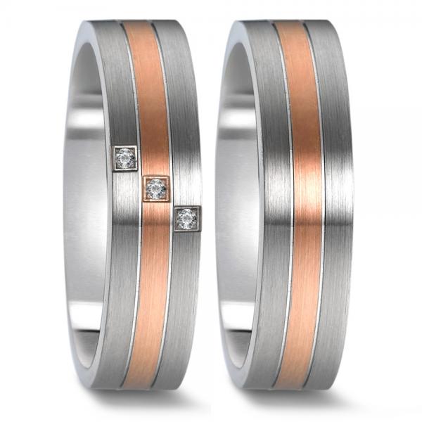 Weidner Trauringe Weiss-Rotgold 62069 + 72069